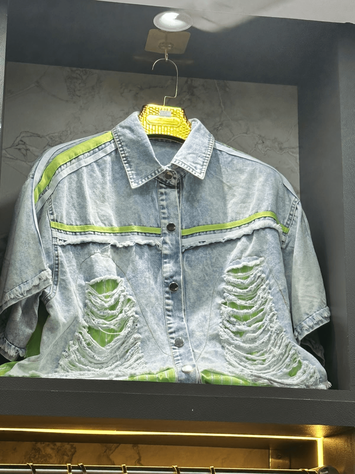 GOR Raw Denim Distressed Neon Shirt